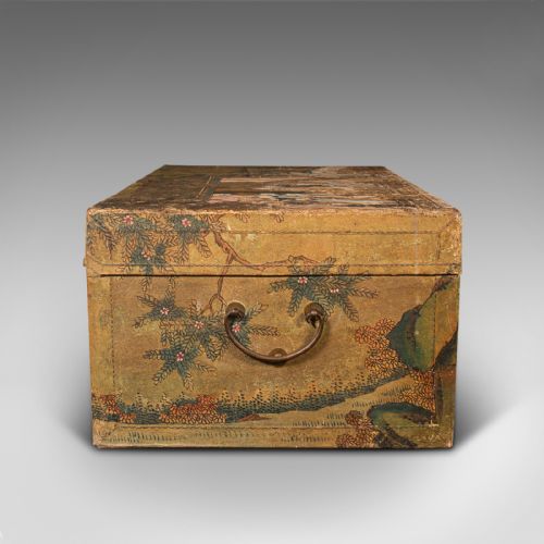 fig 3. Antique Robe Chest, Japanese Storage Trunk, Handpainted, Oriental Art Deco, 1920