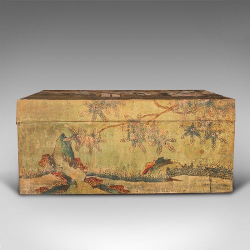 fig 4. Antique Robe Chest, Japanese Storage Trunk, Handpainted, Oriental Art Deco, 1920