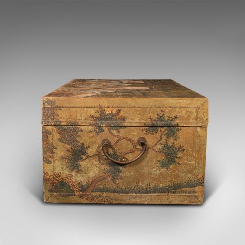 fig 5. Antique Robe Chest, Japanese Storage Trunk, Handpainted, Oriental Art Deco, 1920