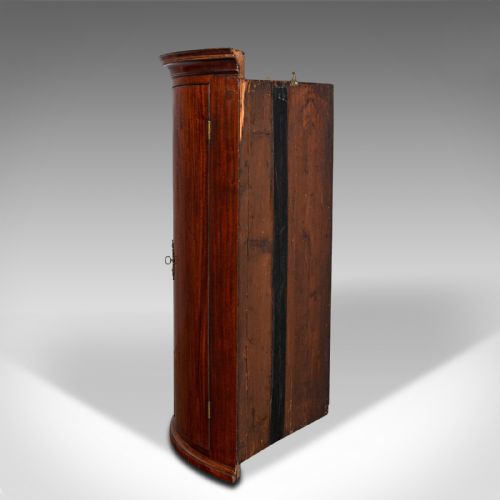 ANTIQUE CORNER CABINET ENGLISH BOW FRONT HANGING CUPBOARD GEORGIAN C1780 - ADDITIONAL PHOTO 4