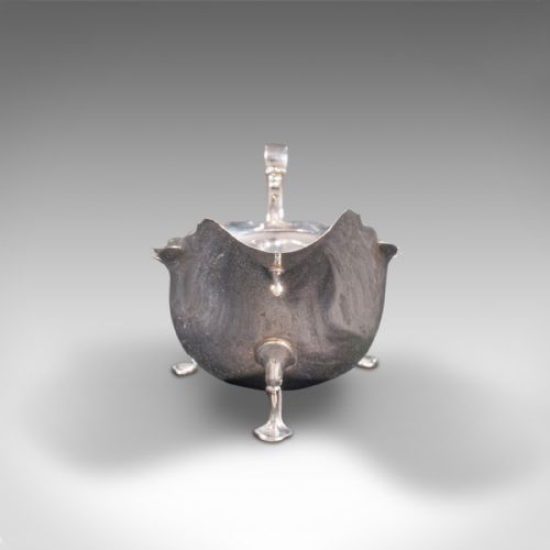 fig 2. Pair, Antique Sauce Boats, British, Silver, Condiment Dish, Hallmarks, Edwardian