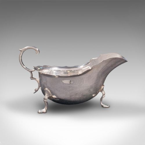 fig 3. Pair, Antique Sauce Boats, British, Silver, Condiment Dish, Hallmarks, Edwardian