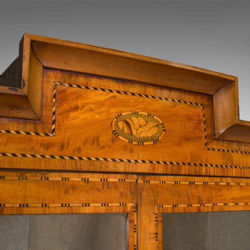 ANTIQUE SHOWCASE CORNER CABINET DUTCH SATINWOOD DISPLAY CASE VICTORIAN 1880 - ADDITIONAL PHOTO 5
