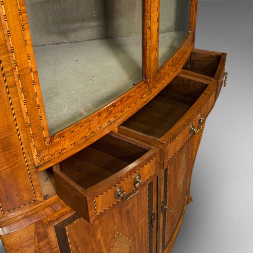 ANTIQUE SHOWCASE CORNER CABINET DUTCH SATINWOOD DISPLAY CASE VICTORIAN 1880 - ADDITIONAL PHOTO 8
