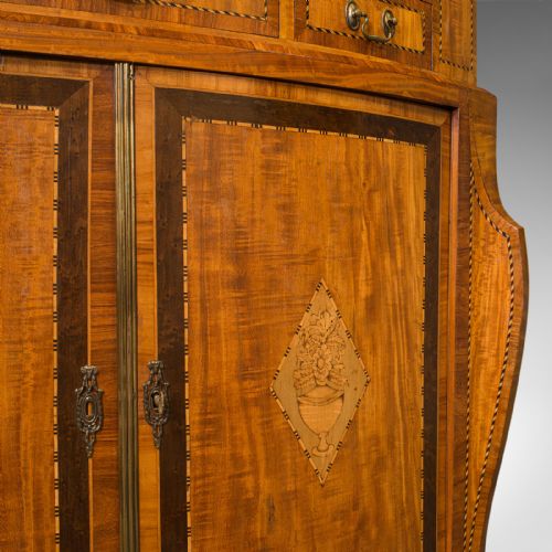 ANTIQUE SHOWCASE CORNER CABINET DUTCH SATINWOOD DISPLAY CASE VICTORIAN 1880 - ADDITIONAL PHOTO 9