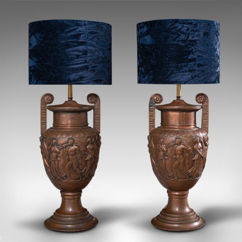 PAIR OF ANTIQUE DECORATIVE LAMPS BRONZE TABLE LIGHT TOWNLEY VASE VICTORIAN - ADDITIONAL PHOTO 2