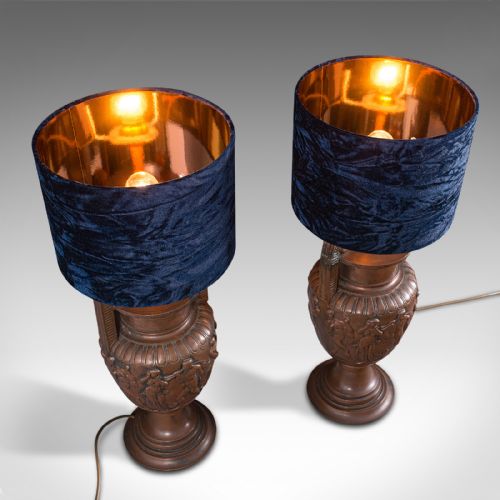 PAIR OF ANTIQUE DECORATIVE LAMPS BRONZE TABLE LIGHT TOWNLEY VASE VICTORIAN - ADDITIONAL PHOTO 8