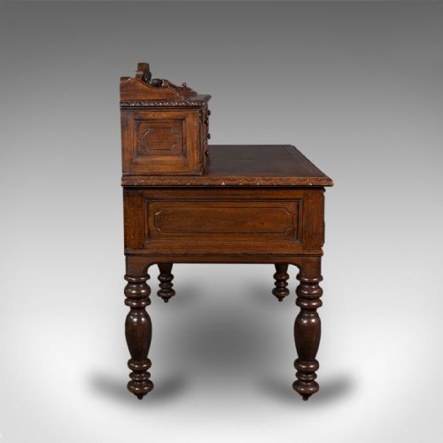 fig 2. Antique Carved Correspondence Desk, Scottish Oak, Writing Table, Early Victorian