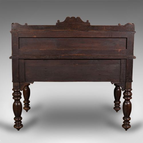 fig 3. Antique Carved Correspondence Desk, Scottish Oak, Writing Table, Early Victorian