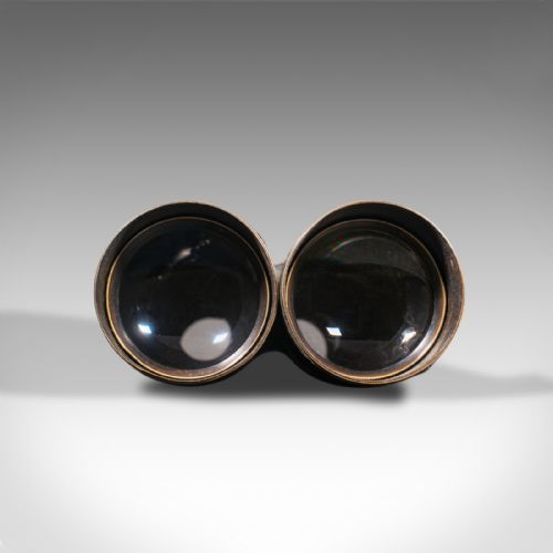 fig 3. Pair Of Antique Binoculars, English, Brass, Leather, Optical Instrument, C.1920