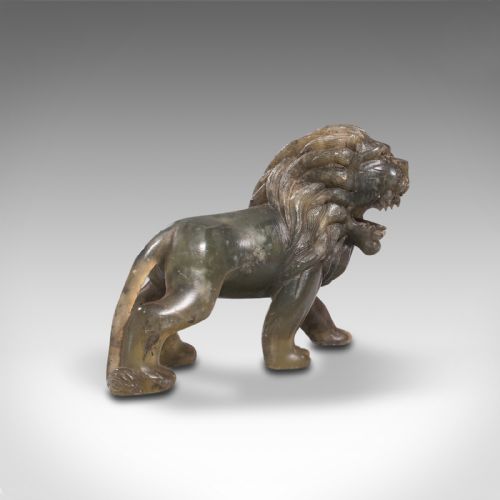 fig 2. Small Antique Carved Lion, Chinese, Jade, Decorative Animal Figure, Victorian