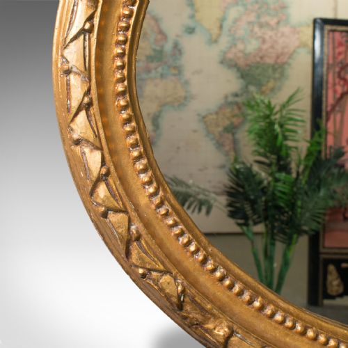 fig 3. Antique Oval Decorative Mirror, Italian, Giltwood, Hall, Overmantle, Victorian