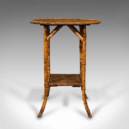 fig 2. Antique Octagonal Two Tier Table, Oriental, Bamboo, Whatnot, Side, Victorian