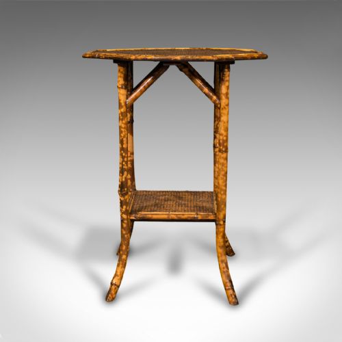 fig 3. Antique Octagonal Two Tier Table, Oriental, Bamboo, Whatnot, Side, Victorian