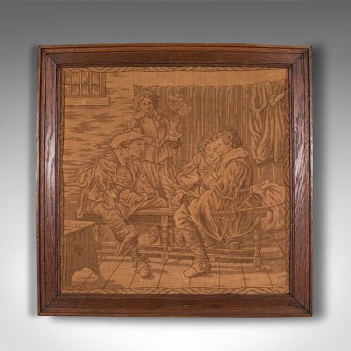 fig 2. Antique Tapestry, English, Needlepoint, Oak, Decorative Wall Panel, Victorian