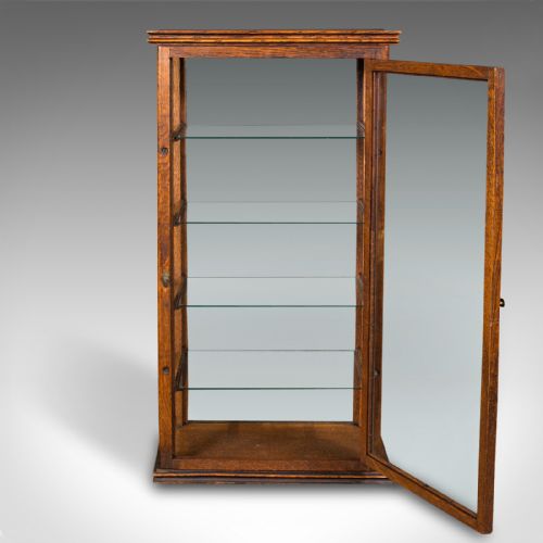 fig 4. Antique Cigar Display Cabinet, English, Oak, Retail, Shop, Countertop, Edwardian