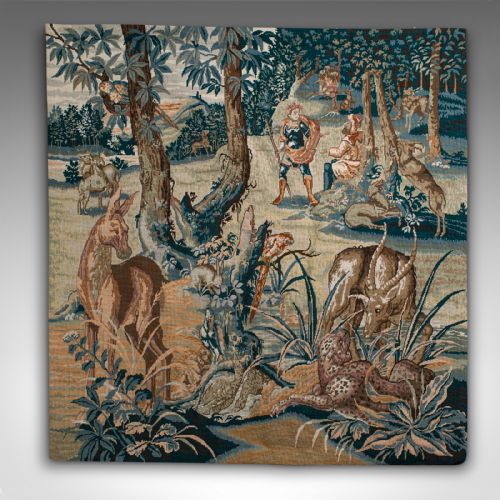 fig 1. Large Antique Tapestry Panel, Continental, Needlepoint, Square Frieze, Victorian