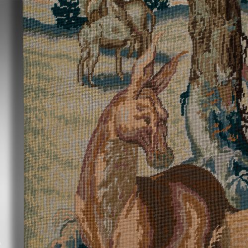 fig 3. Large Antique Tapestry Panel, Continental, Needlepoint, Square Frieze, Victorian