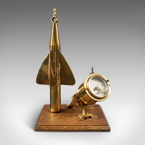 fig 1. Antique Ship's Log Desk Ornament, English, Brass, Maritime Instrument, C.1920