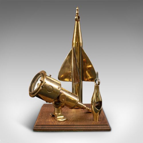 fig 2. Antique Ship's Log Desk Ornament, English, Brass, Maritime Instrument, C.1920