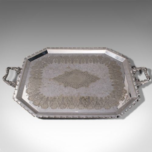 ANTIQUE PRESENTATION SERVING TRAY ENGLISH SILVER PLATED AFTERNOON TEA C1895 - ADDITIONAL PHOTO 1