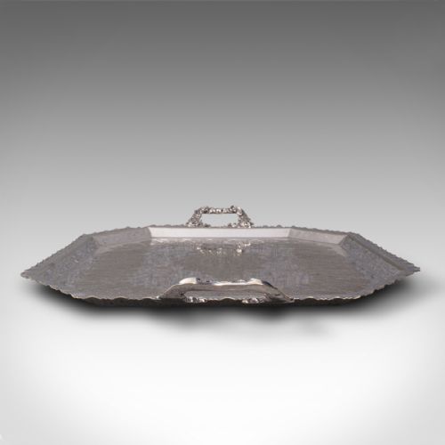 ANTIQUE PRESENTATION SERVING TRAY ENGLISH SILVER PLATED AFTERNOON TEA C1895 - ADDITIONAL PHOTO 3