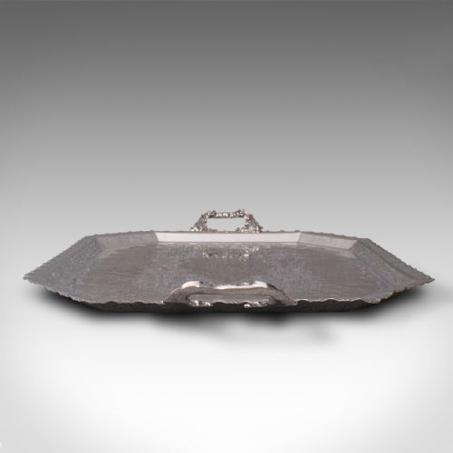 ANTIQUE PRESENTATION SERVING TRAY ENGLISH SILVER PLATED AFTERNOON TEA C1895 - ADDITIONAL PHOTO 4
