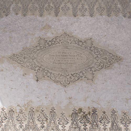 ANTIQUE PRESENTATION SERVING TRAY ENGLISH SILVER PLATED AFTERNOON TEA C1895 - ADDITIONAL PHOTO 5