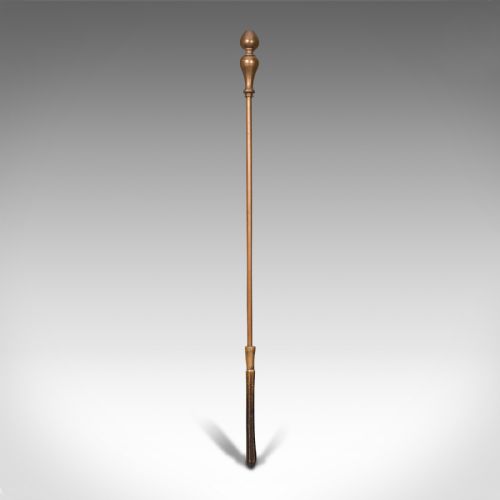 fig 4. Trio Of Antique Fireside Tools, English, Brass, Poker, Shovel, Tongs, Victorian