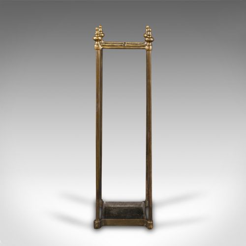 fig 1. Antique Stick Stand, English, Brass, Hallway Rack, Umbrella, Victorian, C.1900