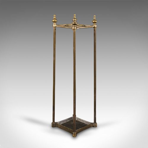 fig 2. Antique Stick Stand, English, Brass, Hallway Rack, Umbrella, Victorian, C.1900