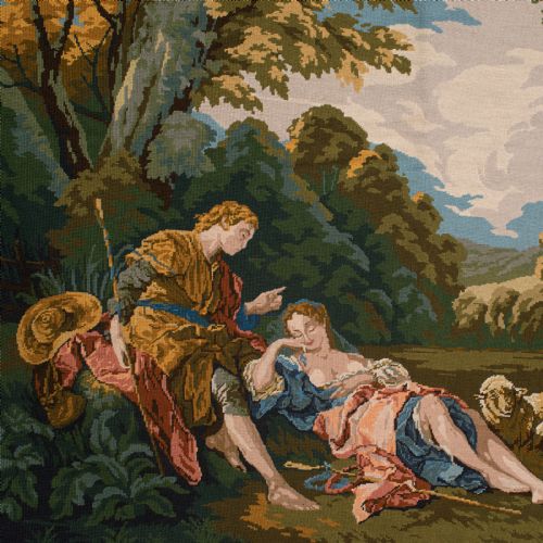 fig 3. Large Antique Tapestry Panel, French, Needlepoint Frieze, Victorian, Circa 1900