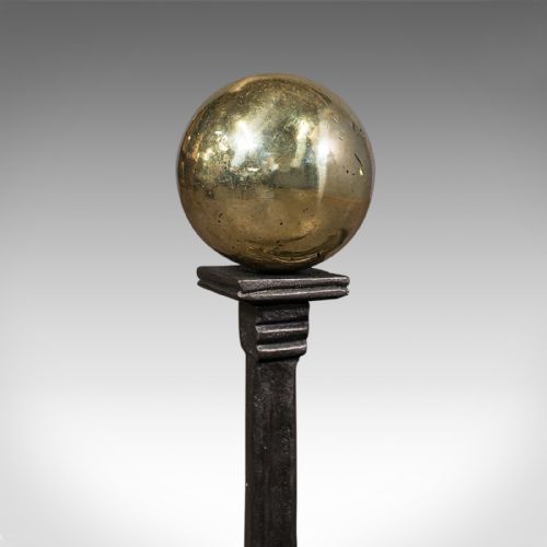 fig 4. Antique Fire Grate, English, Cast Iron, Brass, Basket, Andirons, Victorian, 1880