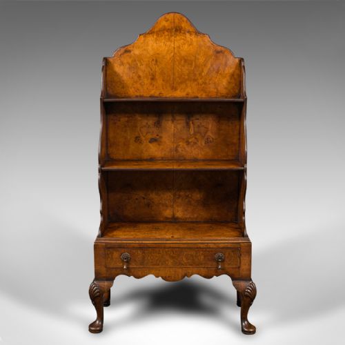 fig 1. Antique Waterfall Bookcase, Walnut, Bookshelf, Queen Anne Revival, Edwardian