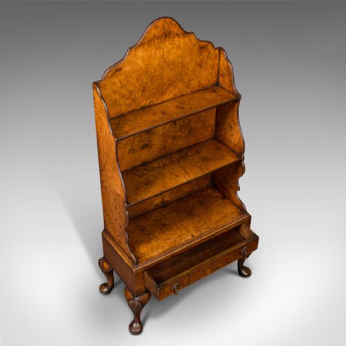 fig 4. Antique Waterfall Bookcase, Walnut, Bookshelf, Queen Anne Revival, Edwardian