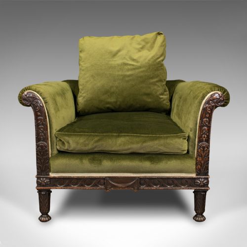 fig 1. Antique Lounge Arm Chair, English, Club Seat, Armchair, Victorian, Circa 1880