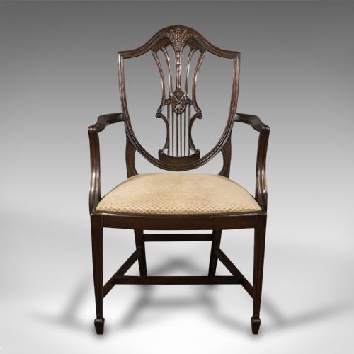 fig 1. Set Of 6 Antique Hepplewhite Revival Chairs, English, Dining Suite, Victorian