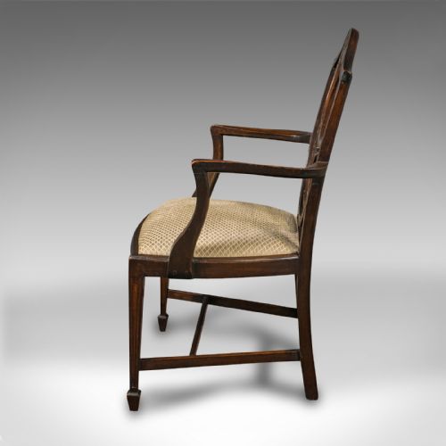 fig 3. Set Of 6 Antique Hepplewhite Revival Chairs, English, Dining Suite, Victorian