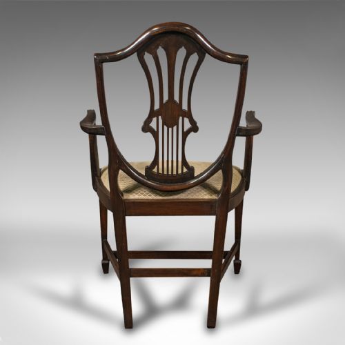 fig 4. Set Of 6 Antique Hepplewhite Revival Chairs, English, Dining Suite, Victorian