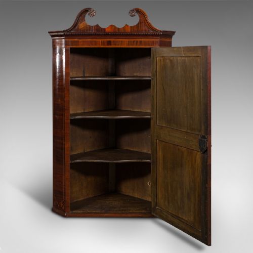ANTIQUE CORNER CABINET ENGLISH FLAME MAHOGANY GEORGIAN C1760 - ADDITIONAL PHOTO 2