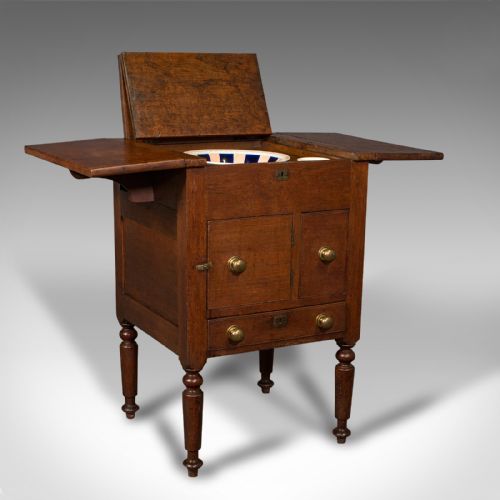 fig 1. Antique Ship's Wash Stand, English, Drop Flap Nightstand, Victorian, Circa 1850