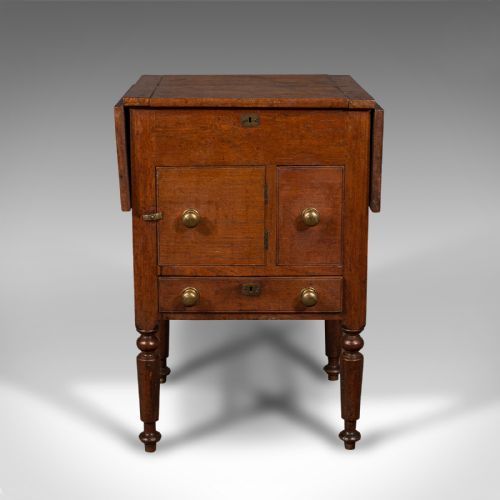 fig 3. Antique Ship's Wash Stand, English, Drop Flap Nightstand, Victorian, Circa 1850