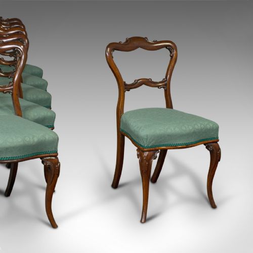 Set of 6 Antique Buckle Back Chairs, English, Dining Seat, Victorian, Circa 1850