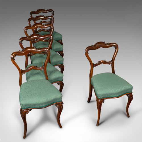 fig 6. Set Of 6 Antique Buckle Back Chairs, English, Dining Seat, Victorian, Circa 1850