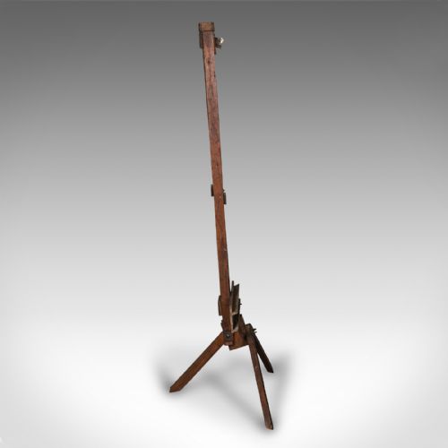 fig 2. Large 8 Foot Antique Adjustable Artist's Easel, English, Pitch Pine, Victorian