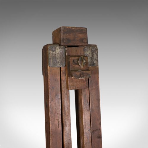 fig 4. Large 8 Foot Antique Adjustable Artist's Easel, English, Pitch Pine, Victorian