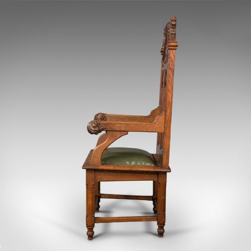 fig 4. Antique Mayoral Chair, English, Ecclesiastic Armchair, Gothic Revival, Victorian