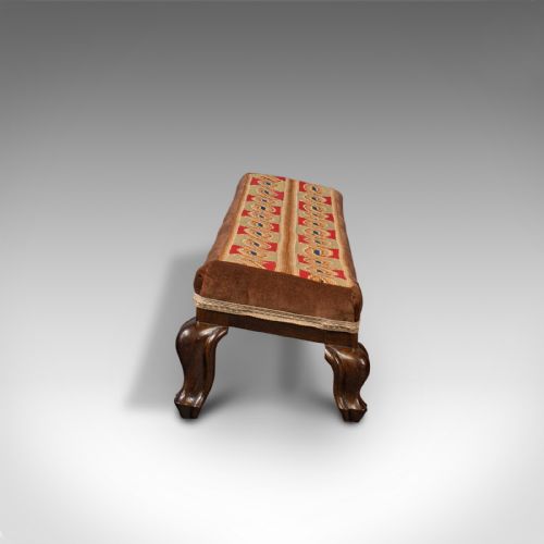 fig 2. Antique Duet Stool, English, Walnut, Fireside Carriage Rest, Victorian, C.1840