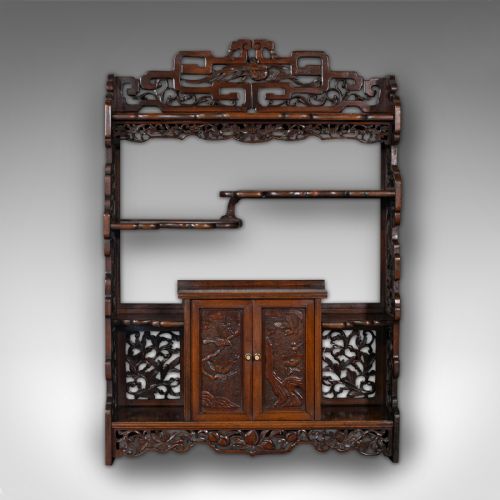 fig 1. Antique Decorative Whatnot, Chinese, Hanging Wall Shelf, Victorian, Circa 1900
