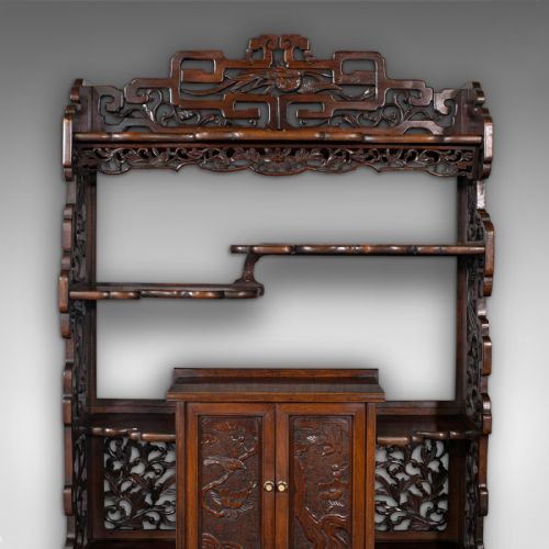 fig 4. Antique Decorative Whatnot, Chinese, Hanging Wall Shelf, Victorian, Circa 1900